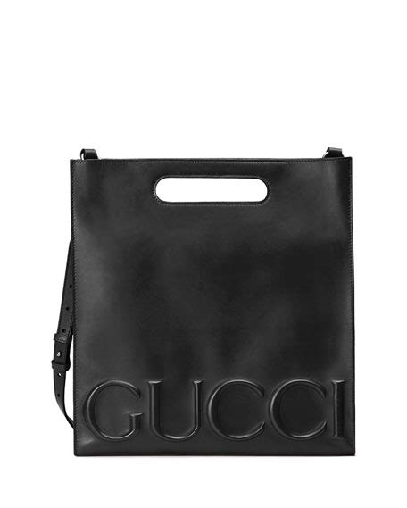 Gucci Linea Gucci Leather Tote Bag, Black (Nero) 